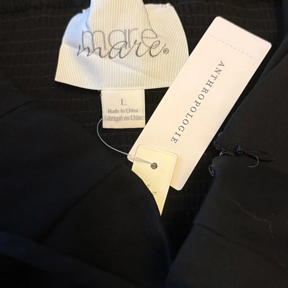 ANTHROPOLOGIE MARE MARE NWT hourglass mini dress -black -large - Picture 4 of 5